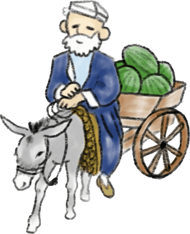 Cartoon old Uyghur man